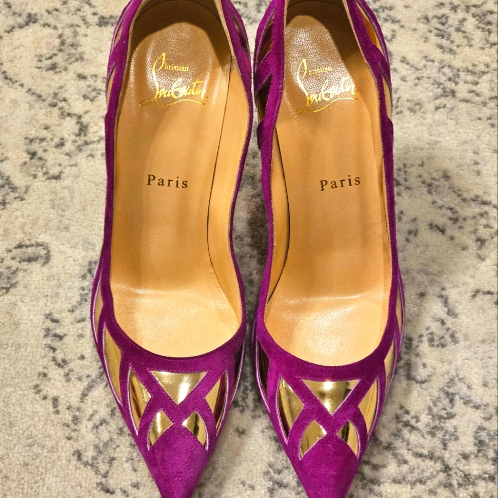 New Christian Louboutin Pumps Purple Stiletto Heels In Size 37 - Picture 11 of 11